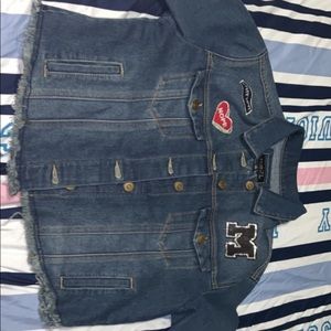 Denim crop jacket, peace hoodie,flower kimono